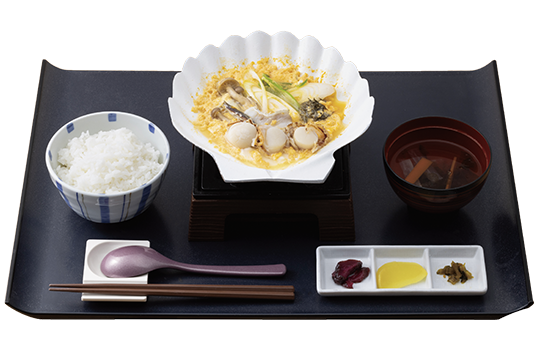 ホタテ＆タラの貝焼き味噌定食